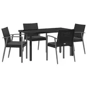Vrtni set za objed 5 pcs Crna i Siva PE ratan