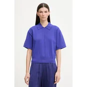 Calvin Klein pletena polo ženska majica z viskozo