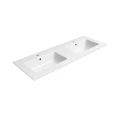 PURA dvojni keramični umivalnik Slim 122x46cm, bela ExtraGlaze - Bela - 122,6x17,5x46 cm - GSI - PURA - 24 - Keramika - Pravokotnik - 1226 - 175 - 460 - 14