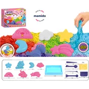 Mamido Set kinetičnega peska 500 g z modelčki in podlogo - samorogi