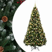 Vidaxl Umetna božična jelka, zelena z bunkicami 210 cm 300 LED