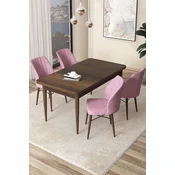 Hanah Home Set Trpezarijski sto i 4 stolice Arp, Braon-roze