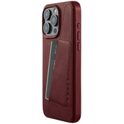 Mujjo Full Wallet Leather Case for iPhone 15 Pro Max - Burgundy