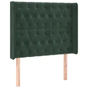 Vidaxl Vzglavje z ušesi temno zeleno 93x16x118/128 cm žamet