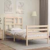 Greatstore Posteljni okvir z vzglavjem 2FT6 trden les