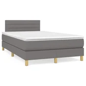 Box spring postelja z vzmetnico LED temno siva 120x190 cm blago