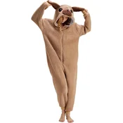 Unisex Onesie Kostum Mops Pižama, Mehka Termoizolacijska Tkanina, Bež, 2 Stranska Žepa, Zadrga, Za Dom, Zabave, Cosplay, Praznike, Unisex