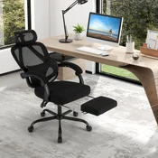 Ergonomski pisarniški stol z zložljivim naslonom za noge, pisarniški stol z nastavljivim naslonjalom, vrtljiv stol za domačo uporabo