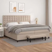 Vidaxl Box spring postelja z vzmetnico kapučino 200x200 cm um. usnje