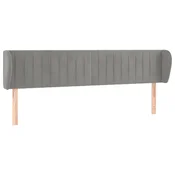 Vidaxl Vzglavje z ušesi svetlo sivo 203x23x78/88 cm žamet