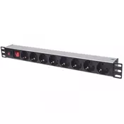 INTELLINET 19 Power Strip 8-Sockets German type produzni kabl sa zastitom crni