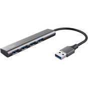 TRUST USB hub Halyx, 4 portni razdelilnik, siv 24947