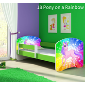 Dječji krevet ACMA s motivom, bočna zelena 180x80 cm - 18 Pony on a rainbow