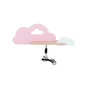 Cloud Wall Lamp 5W Led Iq Kids With Cable, Switch And Plug Pink With Hole+White