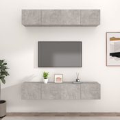 TV ormarici 4 kom Siva betona 80x30x30 cm konstruirano drvo
