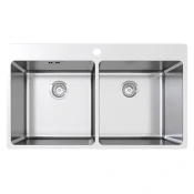 Sudoper inox Concepto Sharp, 86x50 cm, poravnata ugradnja, dva korita