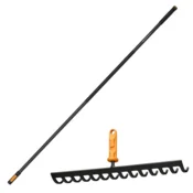 shumee FISKARS ONECLICK kovinska glava grabljic za travo 14 zob + ročaj 161 cm