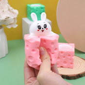 Generic Prikupna igrača za stiskanje velikonočnega zajčka - Igrača za stiskanje Cheese Bunny Stress Fidget Toy za otroke in odrasle, (21127235)