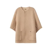 GOBI Cashmere Pulover Patch Pocket Cashmere Poncho Jacket bež