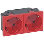 77272 DVOJNA VTIČNICA 2X2P+E/16A/250V RDEČA LE077272