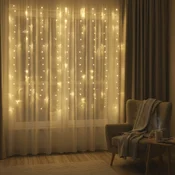 LED božična svetlobna zavesa 1,5x1 m 180 mikro žičnatih lučk toplo bela