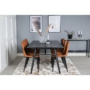 Venture Design Jedilna miza z raztegljivo ploščo in stol Polar, 75x195x95 cm, črno-rjava
