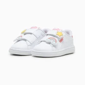 PUMA Smash 3.0 Badges Toddlers Sneakers, White/Passionfruit