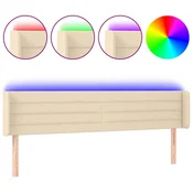 Vidaxl LED posteljno vzglavje krem 163x16x78/88 cm blago