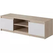 shumee Preprosto TV stojalo 120 cm, za TV, 2 omarici in polici, mat Sonoma bela