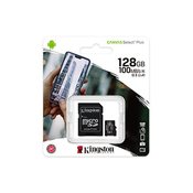 SDXC KINGSTON MICRO 128GB CANVAS SELECT Plus, 100MB/s, C10 UHS-I, adapter (SDCS2/128GB) (148380)