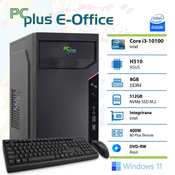 PCPLUS e-Office i3-10100 8GB 512GB NVMe SSD Windows 11 Home stolno računalo + miš i tipkovnica
