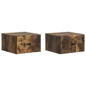 vidaXL Stenski nočni omarici 2 pcs Dimljen hrast 33 x 34,5 x 20 cm