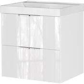 Bela stenska omarica za pod umivalnik v sijajnem dekorju 61x65 cm Celano – Germania