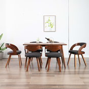 VIDAXL jedilni stol (ukrivljen les in blago), 6 kosov