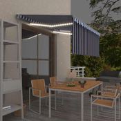 Tenda na rucno uvlacenje s roletom LED 3,5 x 2,5 m plavo-bijela