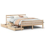 Vidaxl Posteljni okvir brez vzmetnice 135x190 cm trdna borovina