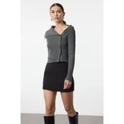 Trendyol Anthracite Premium Yarn Knitwear Cardigan