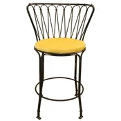 Casa Padrino luxury Art Nouveau wrought iron bar chair with seat cushion black/yellow H. 110 cm