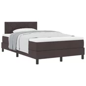 Vidaxl Postelja boxspring z vzmetnico Temno rjava 120 x 190 cm blago
