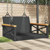 vidaXL Gugalna klop črna 63x62x40 cm poli ratan