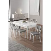 HANAH HOME Rasklopivi trpezarijski sto i stolice (7 delova) Exve White Grey