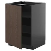 METOD Podni element s policama, Crnosiva/Sinarp smeda, 60x60 cm