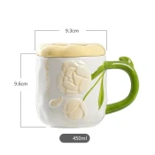 Keramična skodelica z rumeno vrtnico in pokrovom – 450 ml - Home warming - Dan žena