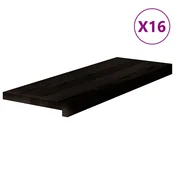 Vidaxl Podloge za stopnice 16 kosov rjavo-črne 70x25x2 cm trdna hrastovina