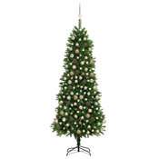 Vidaxl Umetna osvetljena novoletna jelka z bunkicami 240 cm zelena
