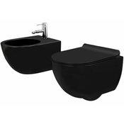 Carlo Mini Black Mat WC školjka + Carlo Black Bidet Set