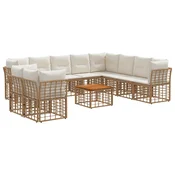 vidaXL vidaXL Zunanja garnitura za sedenje 11 pcs Naravna in krem bela, (5000272356)