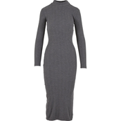 Womens ribbed turtleneck dress gray