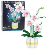 slomart LEAN TOYS Konstrukcijski klocki, Orchidea v lončku, roza/bela, 616 el.