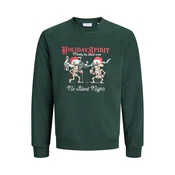 JACK & JONES Majica JJMERRY SKULL XMAS pesek / temno zelena / rdeča / bela